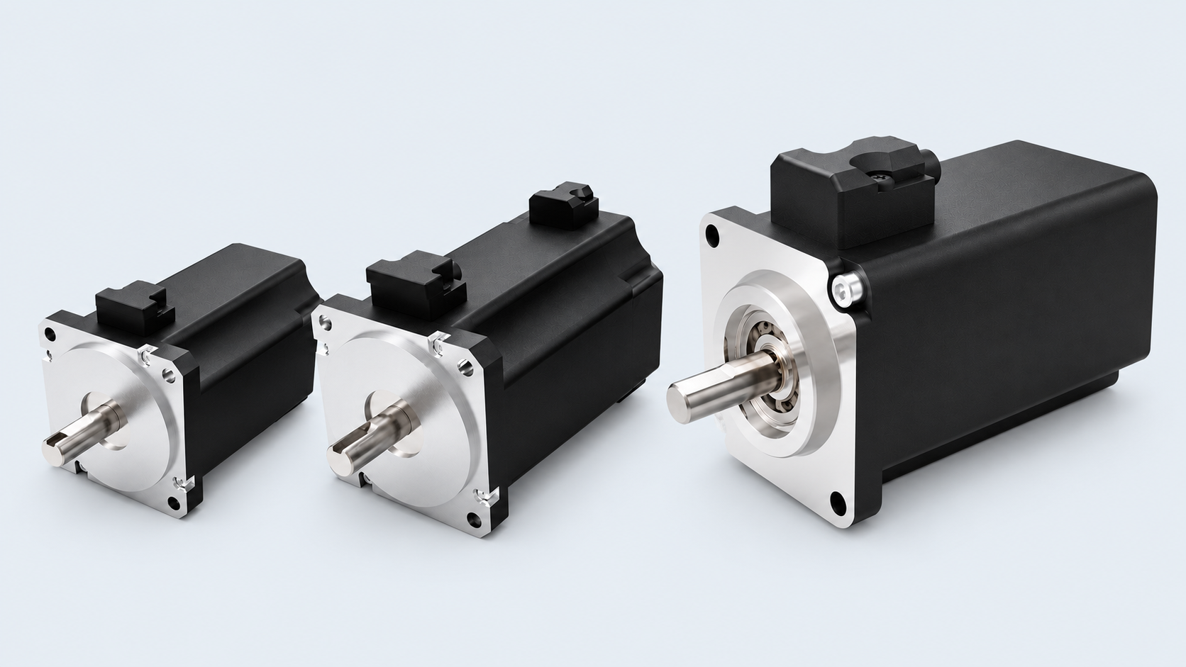 Three label-free coreless BLDC and servo motor configurations arranged as a product family
