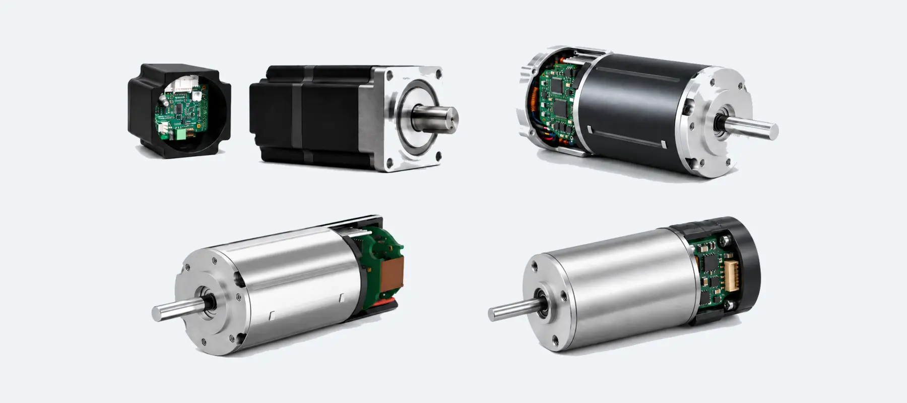 Current SDT brushless motor platforms with separate and integrated electronic controller arrangements