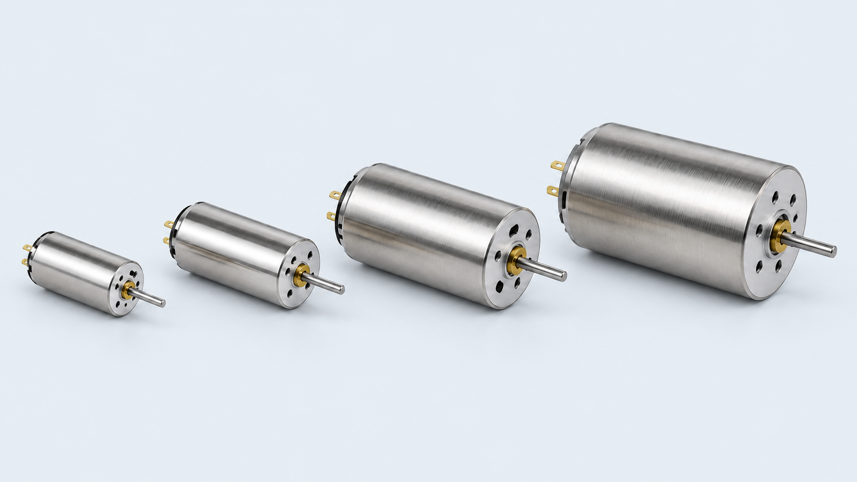 Compact brushed coreless motors