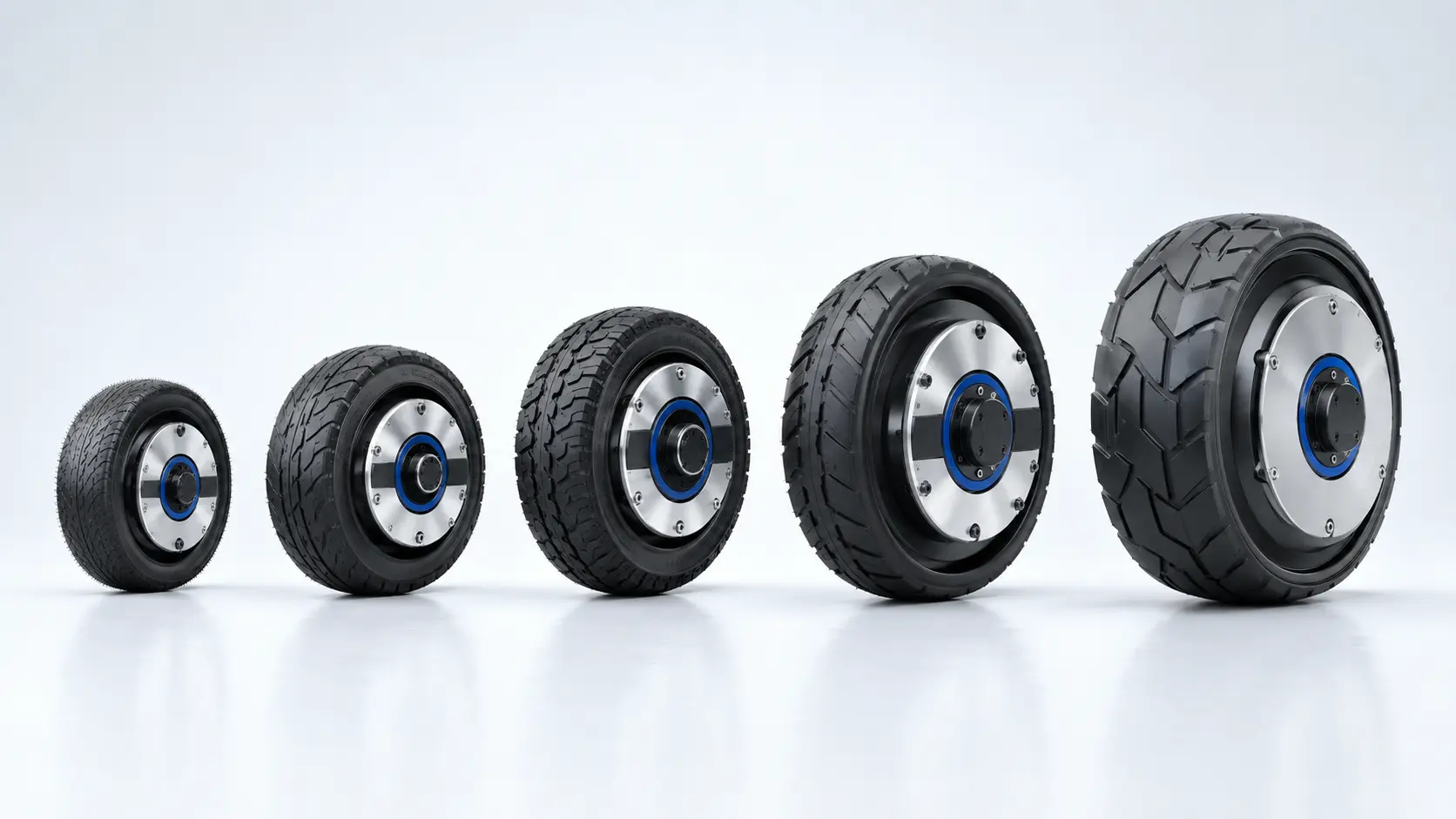 Integrated servo wheel drive range arranged by size