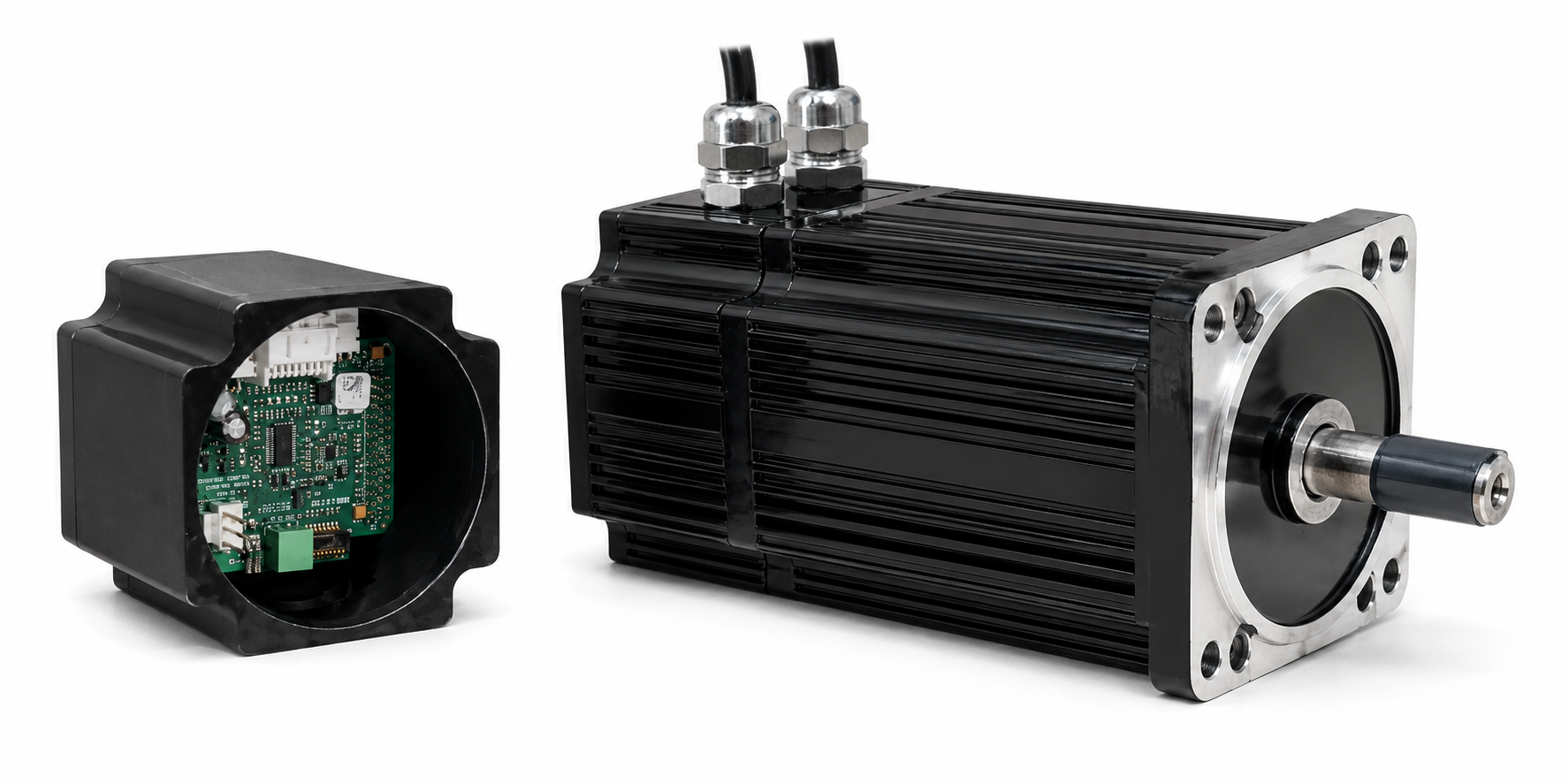 110 millimetre brushless motor presented with its matched open controller and visible control electronics