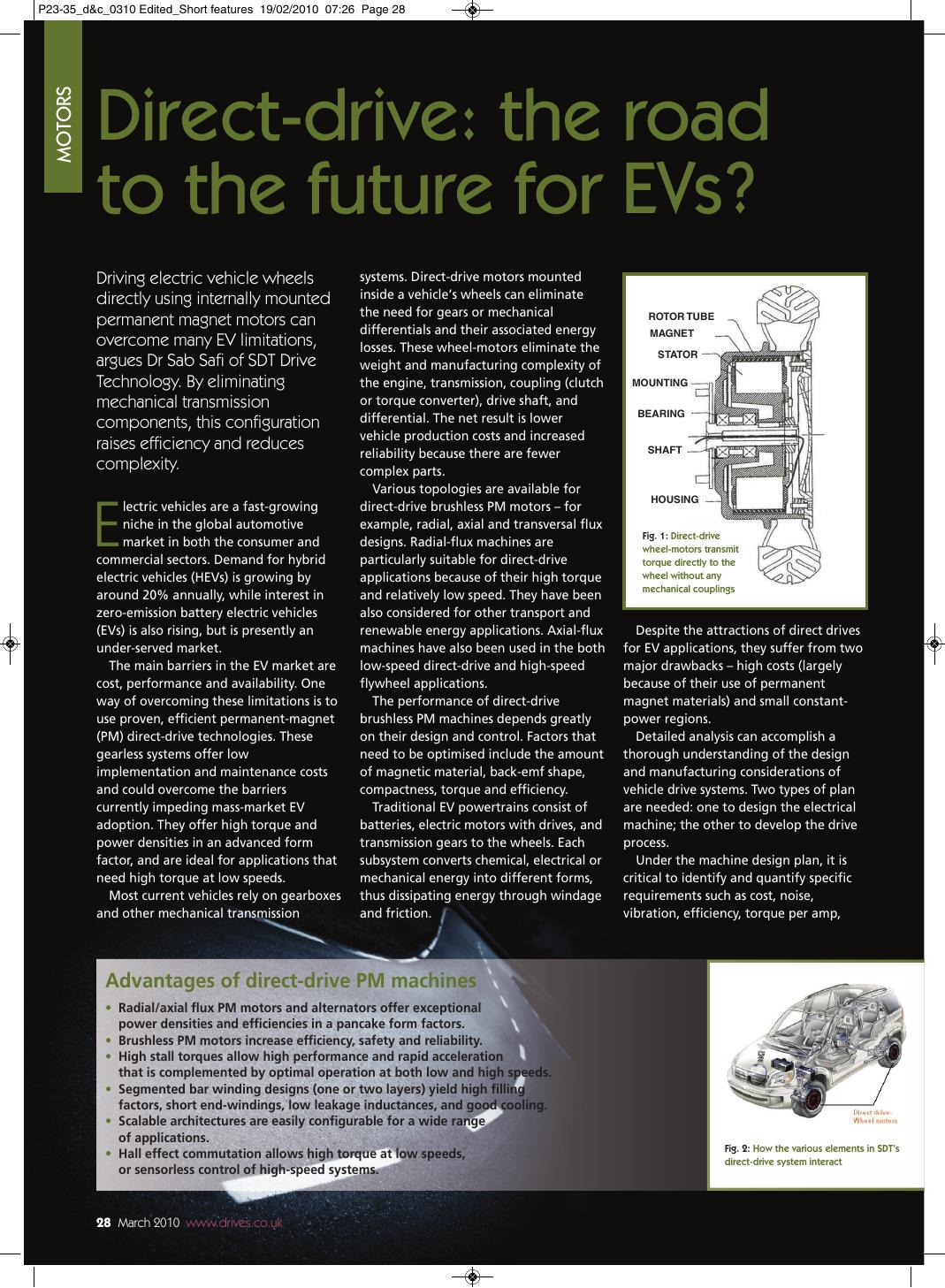 Original Drives and Controls article page about direct-drive electric vehicle motors